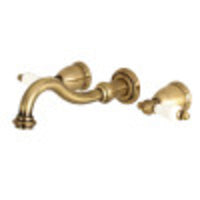 Thumbnail for Kingston Brass KS3123PL Vintage 2-Handle Wall Mount Bathroom Faucet, Antique Brass - BNGBath