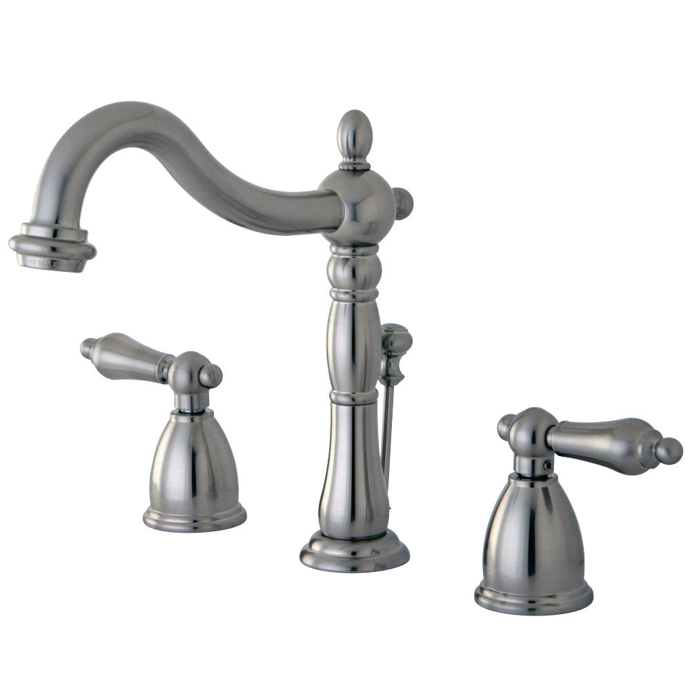 Kingston Brass KB1978AL Heritage Widespread Bathroom Faucet with Plastic Pop-Up, Brushed Nickel - BNGBath