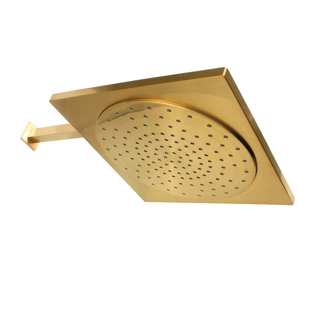 Kingston Brass KX8227CK Claremont 12" Rainfall Square Shower Head with 16" Shower Arm, Brushed Brass - BNGBath