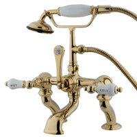 Thumbnail for Kingston Brass CC413T2 Vintage 7-Inch Deck Mount Tub Faucet with Hand Shower, Polished Brass - BNGBath