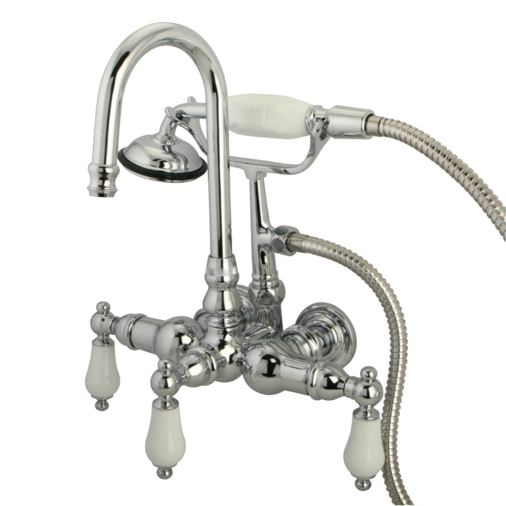 Kingston Brass CC12T1 Vintage 3-3/8-Inch Wall Tub Faucet with Hand Shower, Polished Chrome - BNGBath