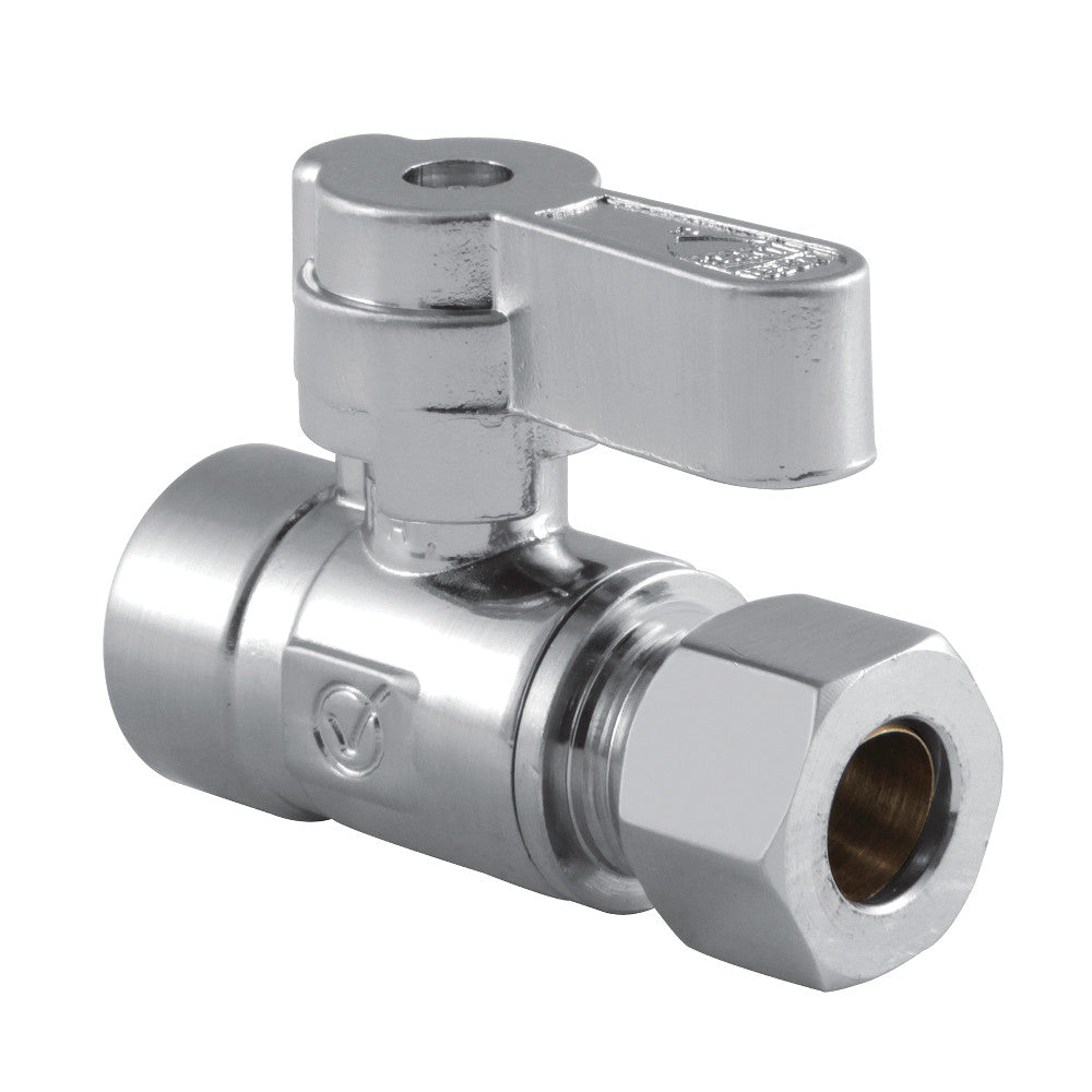 Kingston Brass KF4325 1/2" Sweat X 3/8" OD Comp Straight Stop Valve, Polished Chrome - BNGBath