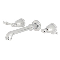 Thumbnail for Kingston Brass KS7121NL Naples Two-Handle Wall Mount Bathroom Faucet, Polished Chrome - BNGBath