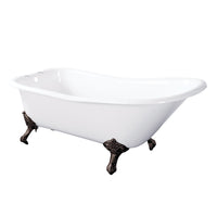 Thumbnail for Aqua Eden VCT7D6630NF5 67-Inch Cast Iron Single Slipper Clawfoot Tub with 7-Inch Faucet Drillings, White/Oil Rubbed Bronze - BNGBath