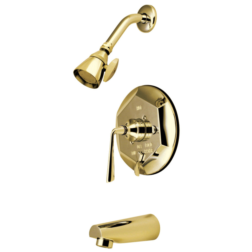 Kingston Brass KB46320ZL Silver Sage Tub & Shower Faucet with Diverter, Polished Brass - BNGBath