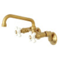 Thumbnail for Kingston Brass KS613SB Kingston Two Handle Wall Mount Bathroom Faucet, Brushed Brass - BNGBath