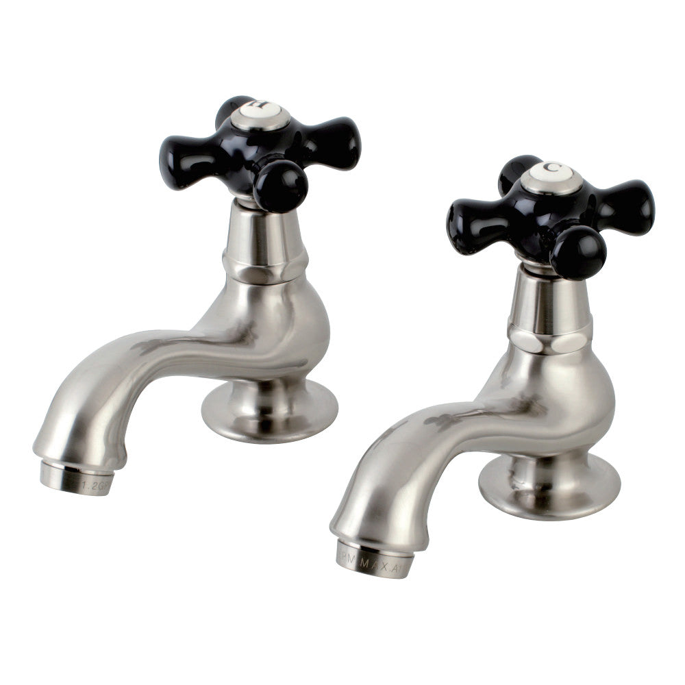 Kingston Brass KS1108PKX Basin Tap Faucet with Cross Handle, Brushed Nickel - BNGBath