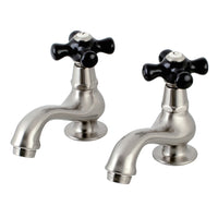 Thumbnail for Kingston Brass KS1108PKX Basin Tap Faucet with Cross Handle, Brushed Nickel - BNGBath