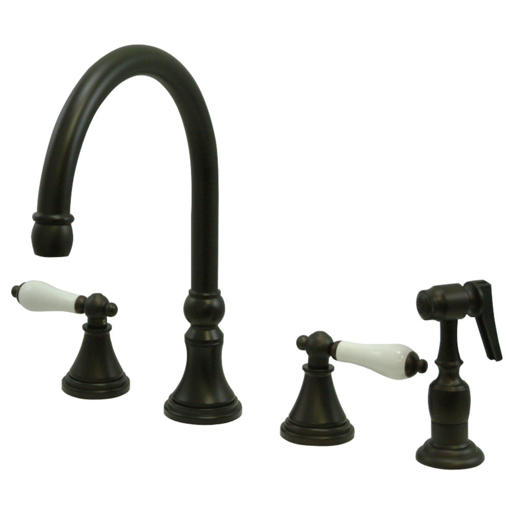 Kingston Brass KS2795PLBS Widespread Kitchen Faucet, Oil Rubbed Bronze - BNGBath