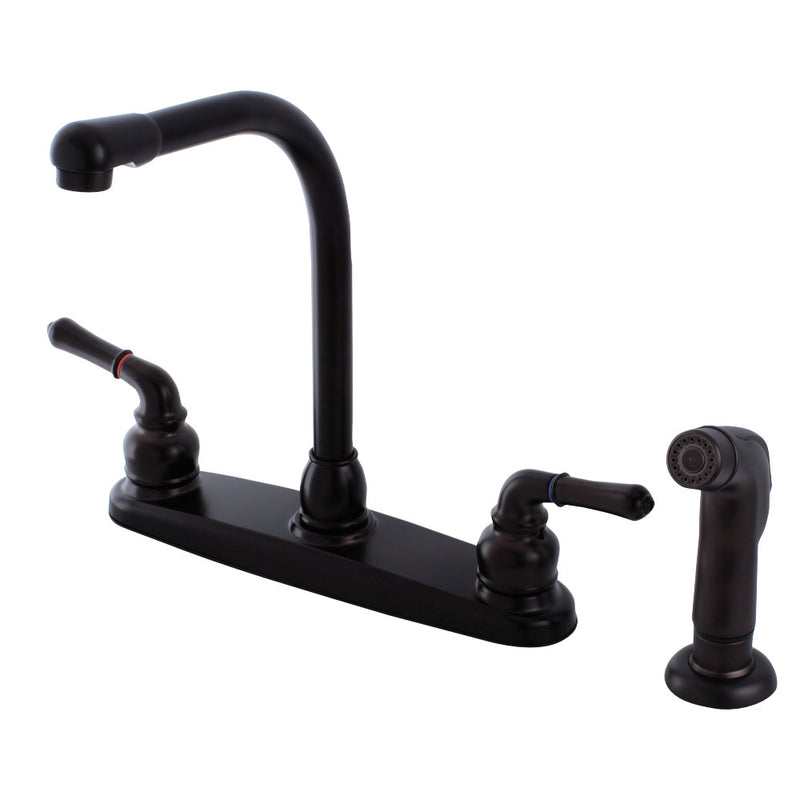 Kingston Brass FB755SP Americana 8-Inch Centerset Kitchen Faucet with Sprayer, Oil Rubbed Bronze - BNGBath