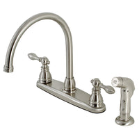 Thumbnail for Kingston Brass KB728ACLSP American Classic Centerset Kitchen Faucet with Side Sprayer, Brushed Nickel - BNGBath