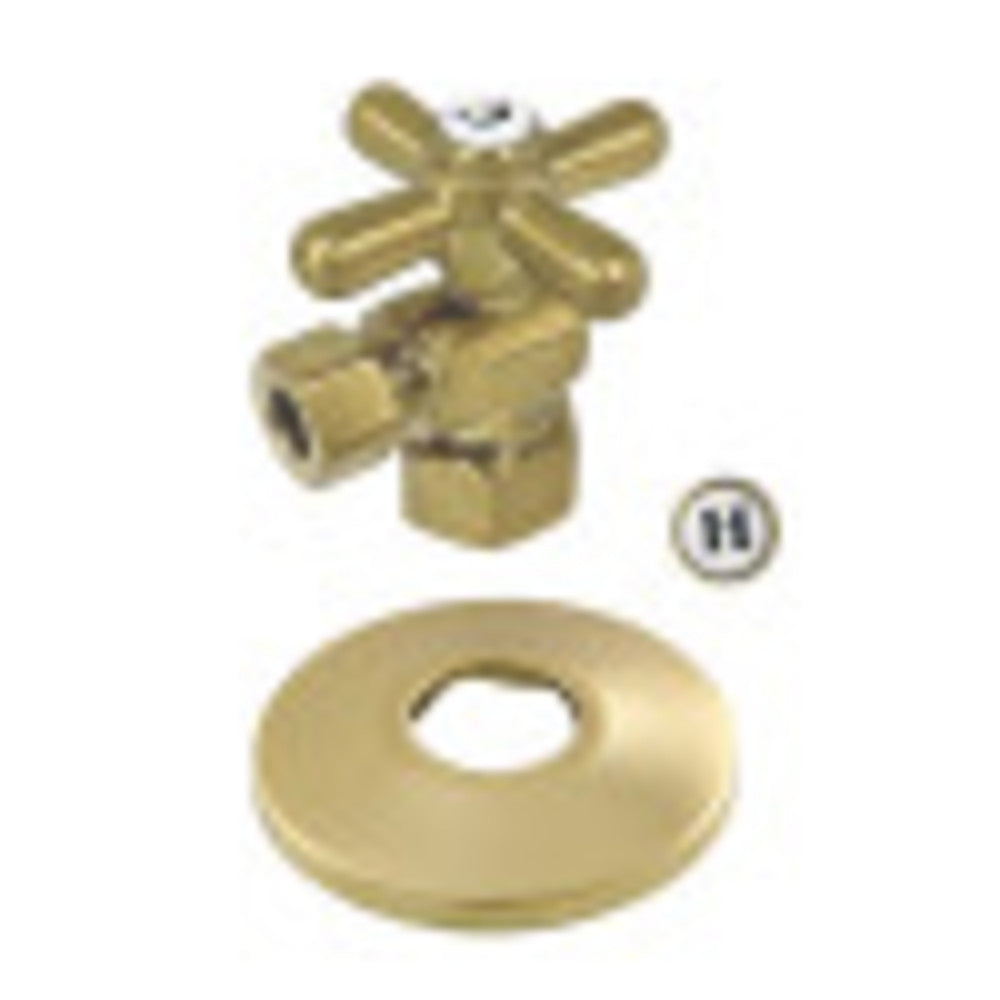 Kingston Brass CC43107XK 1/2-Inch FIP X 3/8-Inch OD Comp Quarter-Turn Angle Stop Valve with Flange, Brushed Brass - BNGBath