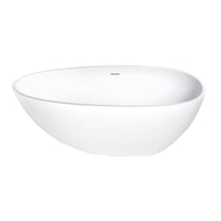 Thumbnail for Aqua Eden VRTRS593021 Arcticstone 59-Inch Solid Surface White Stone Freestanding Tub with Drain, Matte White - BNGBath