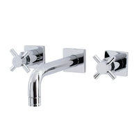 Thumbnail for Kingston Brass KS6121DX Concord Two-Handle Wall Mount Bathroom Faucet, Polished Chrome - BNGBath