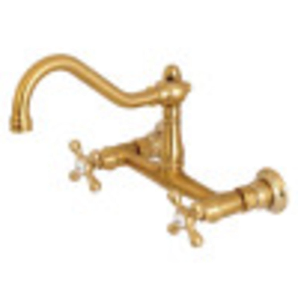 Kingston Brass KS3247AX 8" Center Wall Mount Bathroom Faucet, Brushed Brass - BNGBath