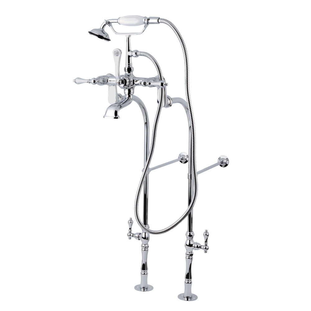 Kingston Brass CCK104T1 Vintage Freestanding Clawfoot Tub Faucet Package with Supply Line, Polished Chrome - BNGBath