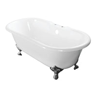 Thumbnail for Aqua Eden VCT7D603017NB1 60-Inch Cast Iron Double Ended Clawfoot Tub with 7-Inch Faucet Drillings, White/Polished Chrome - BNGBath