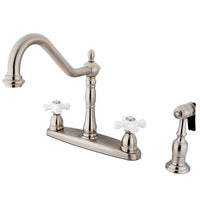 Thumbnail for Kingston Brass KB1758PXBS Heritage Centerset Kitchen Faucet, Brushed Nickel - BNGBath
