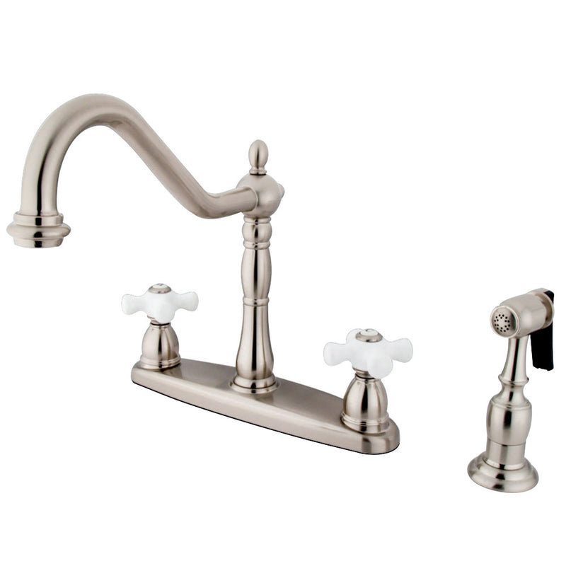 Kingston Brass KB1758PXBS Heritage Centerset Kitchen Faucet, Brushed Nickel - BNGBath
