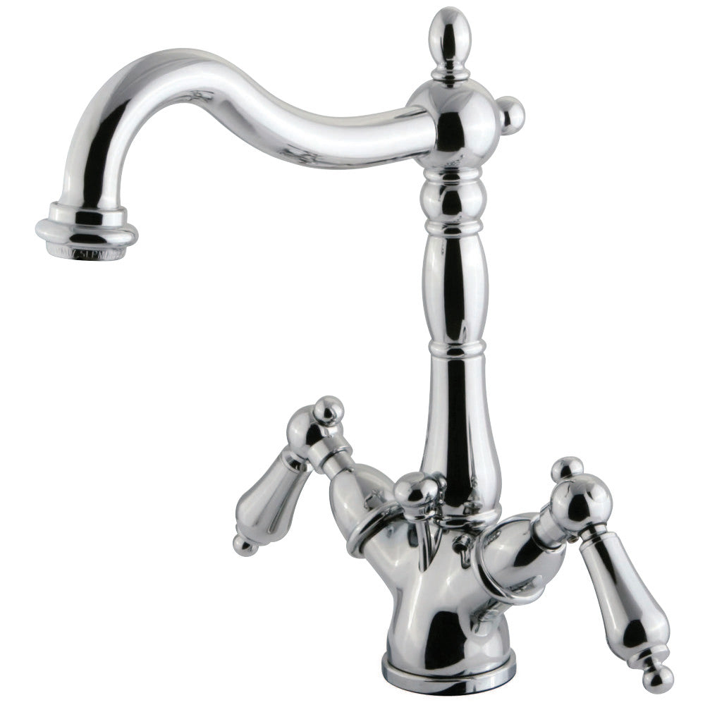 Kingston Brass KS1431AL Heritage Two-Handle Bathroom Faucet with Brass Pop-Up and Cover Plate, Polished Chrome - BNGBath