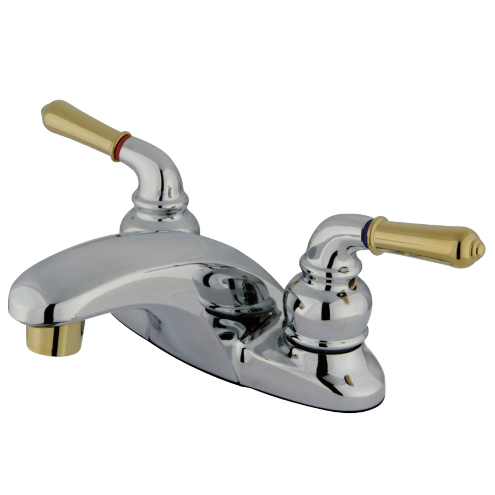 Kingston Brass KB624LP 4 in. Centerset Bathroom Faucet, Polished Chrome/Polished Brass - BNGBath