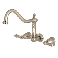 Thumbnail for Kingston Brass KS1028AL Heritage Wall Mount Tub Faucet, Brushed Nickel - BNGBath