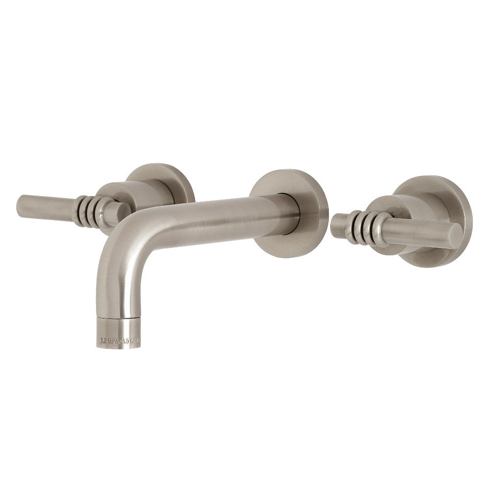 Kingston Brass KS8128ML Milano 2-Handle 8 in. Wall Mount Bathroom Faucet, Brushed Nickel - BNGBath