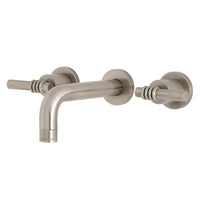 Thumbnail for Kingston Brass KS8128ML Milano 2-Handle 8 in. Wall Mount Bathroom Faucet, Brushed Nickel - BNGBath