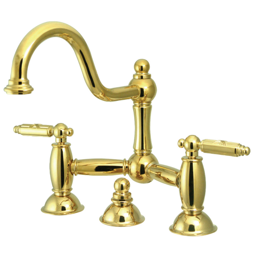 Kingston Brass KS3912GL Restoration Bathroom Bridge Faucet, Polished Brass - BNGBath