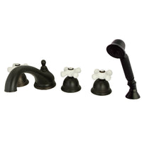 Thumbnail for Kingston Brass KS33555PX Roman Tub Faucet with Hand Shower, Oil Rubbed Bronze - BNGBath