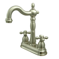 Thumbnail for Kingston Brass KB1498AX Heritage Two-Handle Bar Faucet, Brushed Nickel - BNGBath