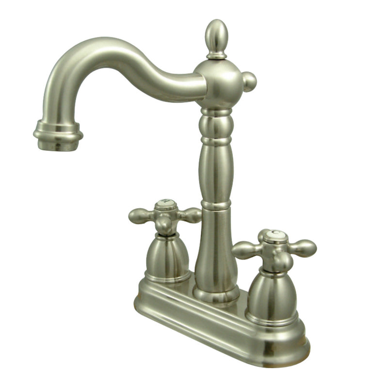 Kingston Brass KB1498AX Heritage Two-Handle Bar Faucet, Brushed Nickel - BNGBath