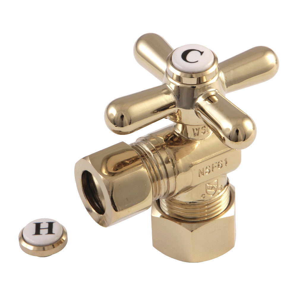 Kingston Brass CC54402X 5/8" OD Comp X 1/2" OD Comp Angle Stop Valve, Polished Brass - BNGBath