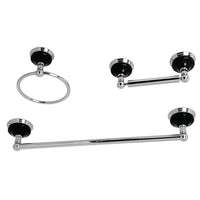 Thumbnail for Kingston Brass BAK911248C Water Onyx 3-Piece Bathroom Accessory Set, Polished Chrome - BNGBath
