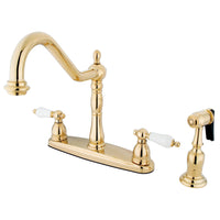 Thumbnail for Kingston Brass KB1752PLBS Heritage Centerset Kitchen Faucet, Polished Brass - BNGBath