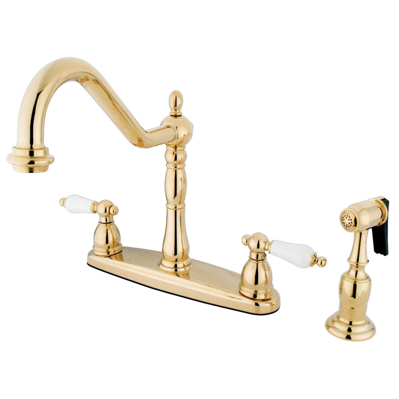 Kingston Brass KB1752PLBS Heritage Centerset Kitchen Faucet, Polished Brass - BNGBath