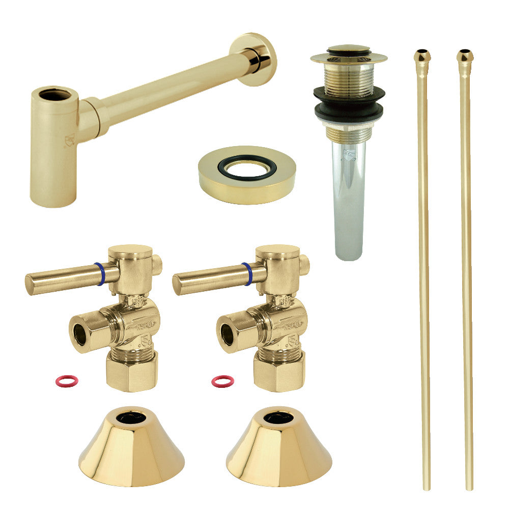Kingston Brass CC53302DLVKB30 Modern Plumbing Sink Trim Kit with Bottle Trap and Drain, Polished Brass - BNGBath