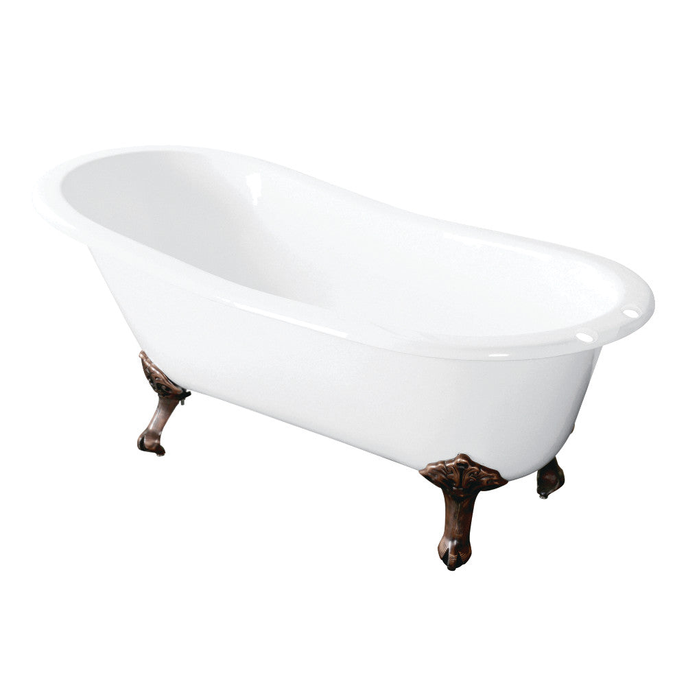 Aqua Eden VCT7D5431B6 54-Inch Cast Iron Slipper Clawfoot Tub with 7-Inch Faucet Drillings, White/Naples Bronze - BNGBath