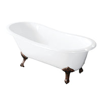 Thumbnail for Aqua Eden VCT7D5431B6 54-Inch Cast Iron Slipper Clawfoot Tub with 7-Inch Faucet Drillings, White/Naples Bronze - BNGBath