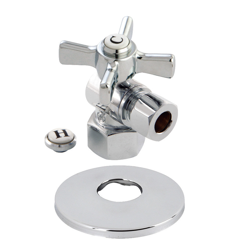 Kingston Brass CC43101ZXK 1/2-Inch FIP X 3/8-Inch OD Comp Quarter-Turn Angle Stop Valve with Flange, Polished Chrome - BNGBath