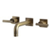 Thumbnail for Kingston Brass KS6123CML Manhattan Two-Handle Wall Mount Bathroom Faucet, Antique Brass - BNGBath