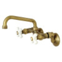 Thumbnail for Kingston Brass KS613AB Kingston Two Handle Wall Mount Bathroom Faucet, Antique Brass - BNGBath