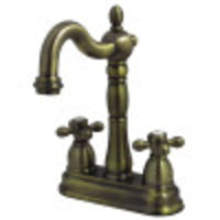 Thumbnail for Kingston Brass KB1493AX Heritage Two-Handle Bar Faucet, Antique Brass - BNGBath