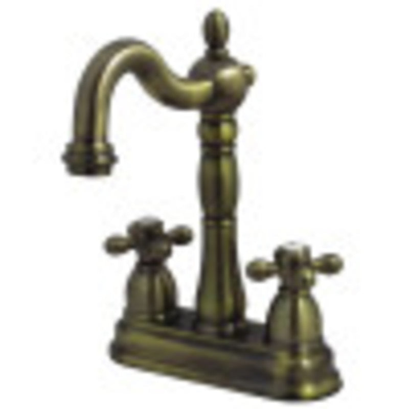 Kingston Brass KB1493AX Heritage Two-Handle Bar Faucet, Antique Brass - BNGBath