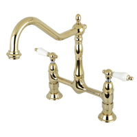 Thumbnail for Kingston Brass KS1172PL Heritage Bridge Kitchen Faucet, Polished Brass - BNGBath