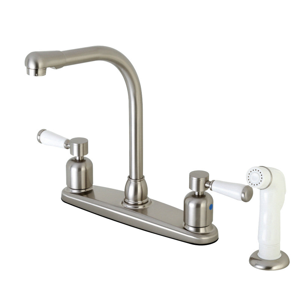 Kingston Brass FB718DPL Paris 8-Inch Centerset Kitchen Faucet with Sprayer, Brushed Nickel - BNGBath