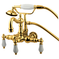 Thumbnail for Kingston Brass CC1011T2 Vintage 3-3/8-Inch Wall Mount Tub Faucet, Polished Brass - BNGBath