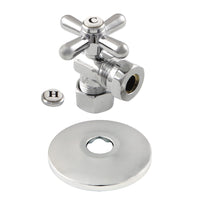 Thumbnail for Kingston Brass CC54301XK 5/8-Inch OD X 1/2-Inch or 7/16-Inch Slip Joint Quarter-Turn Angle Stop Valve with Flange, Polished Chrome - BNGBath