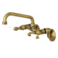 Thumbnail for Kingston Brass KS513AB Kingston Two Handle Wall Mount Kitchen Faucet, Antique Brass - BNGBath
