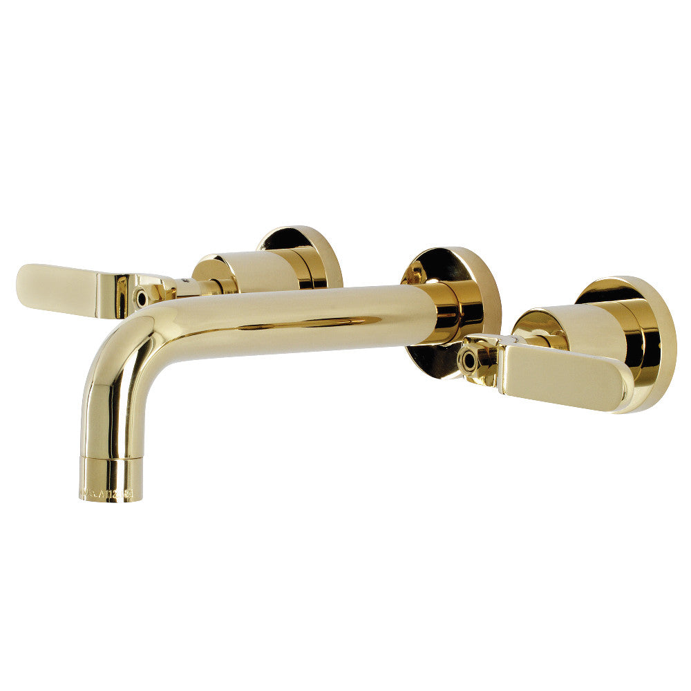 Kingston Brass KS8122KL Whitaker Two-Handle Wall Mount Bathroom Faucet, Polished Brass - BNGBath